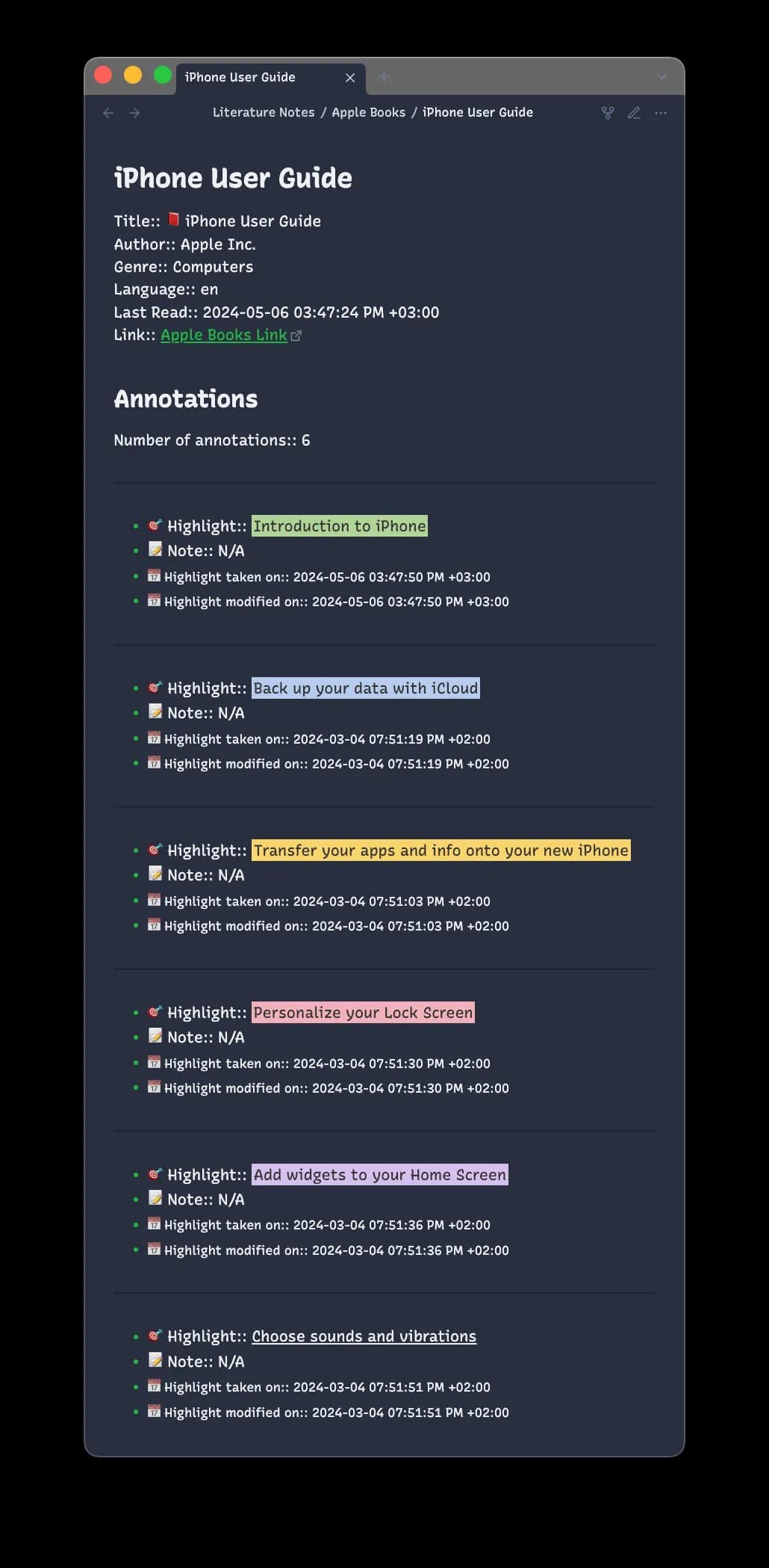 Apple Books - Import Highlights screenshot
