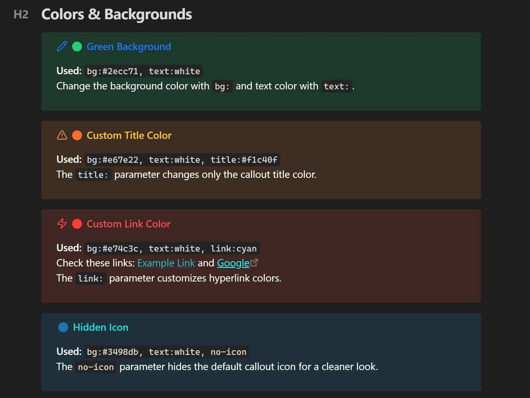 Special Callouts screenshot