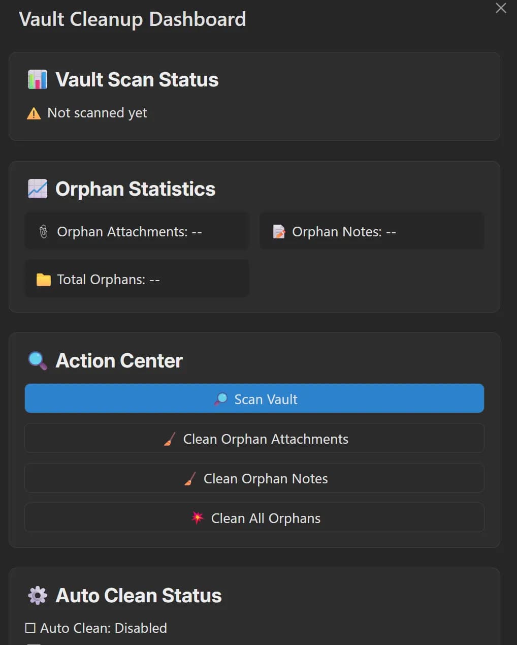 Vault Cleanup Dashboard screenshot