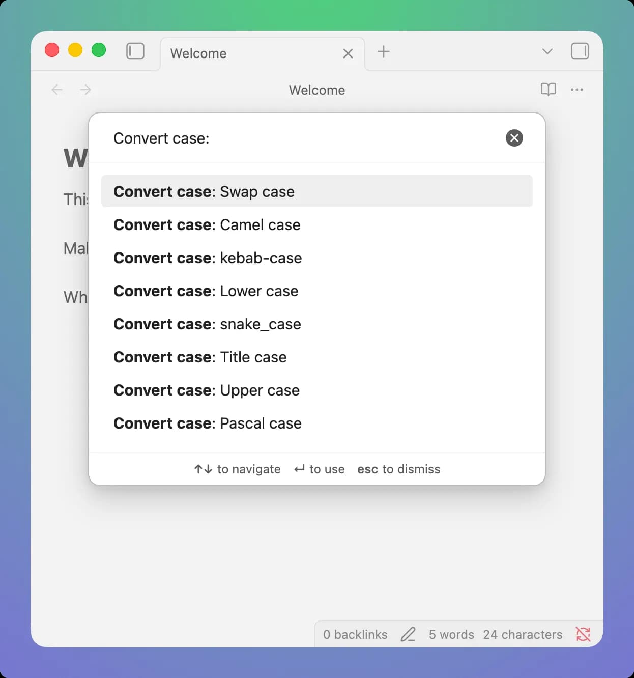 Convert case screenshot