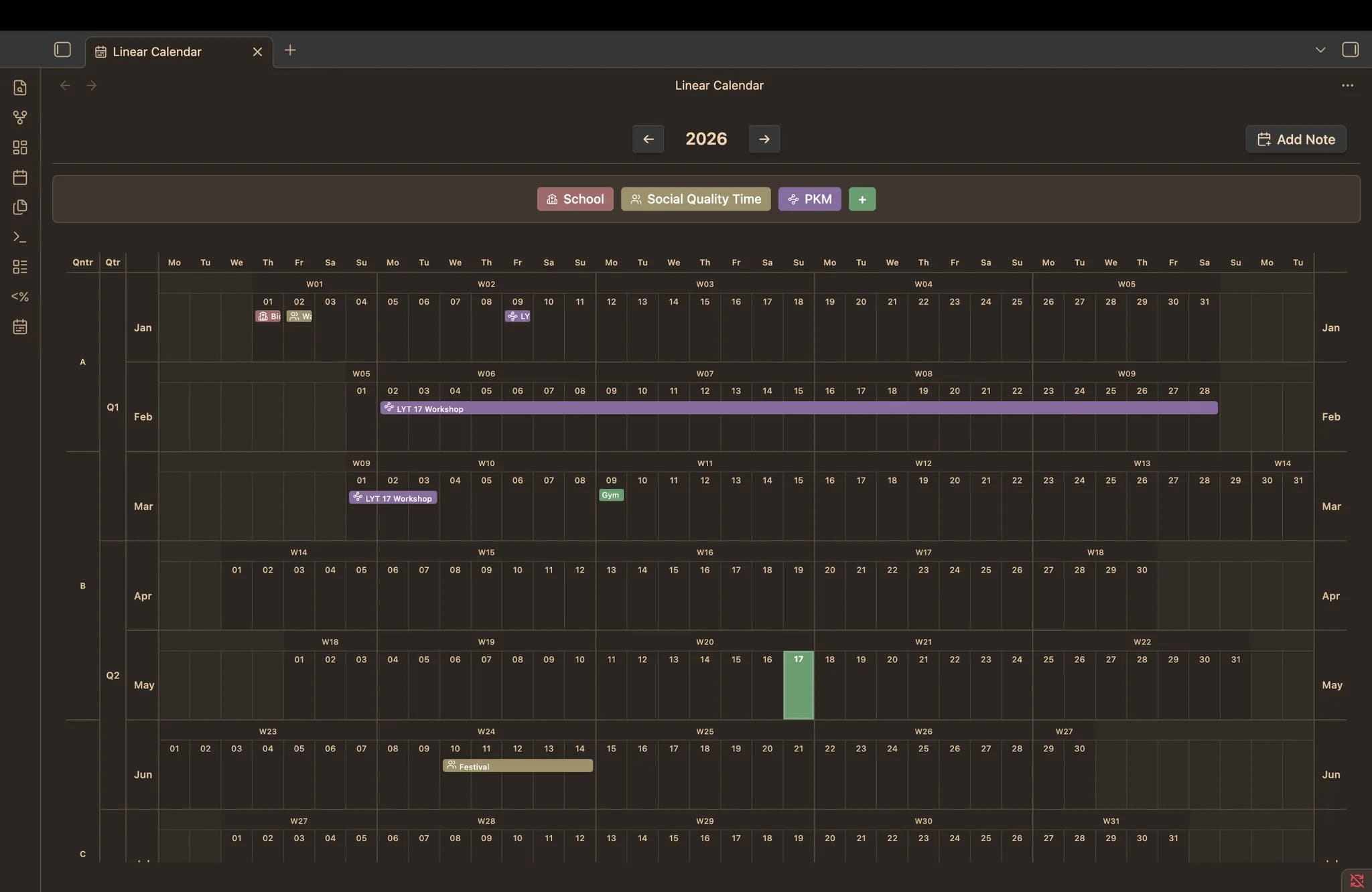 Linear Calendar screenshot