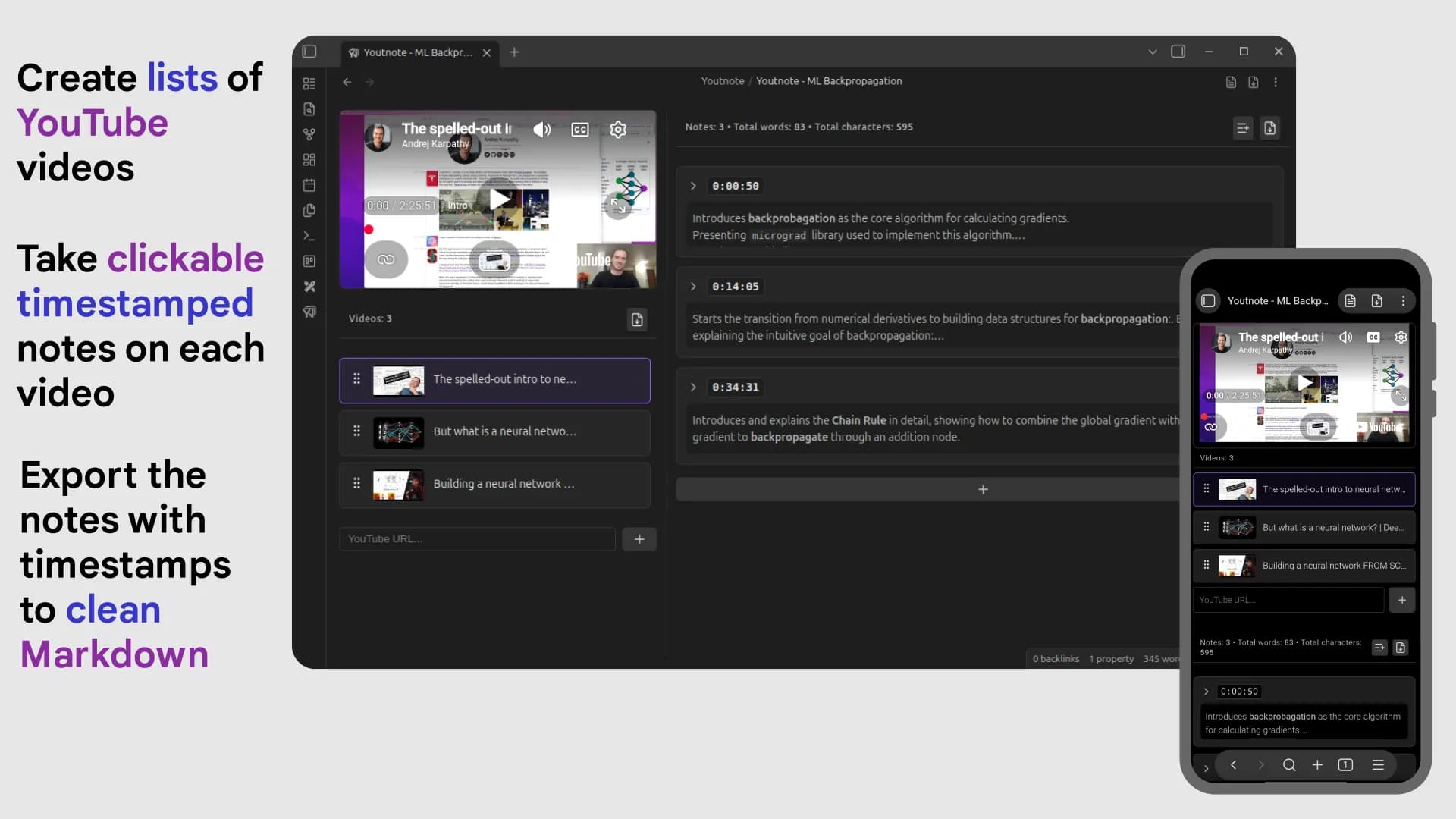 Youtnote screenshot