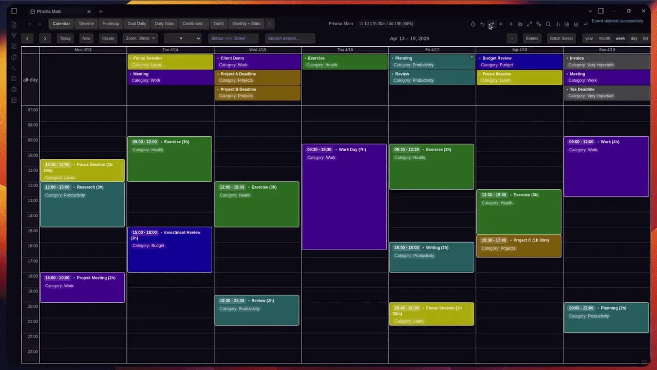 Prisma Calendar screenshot