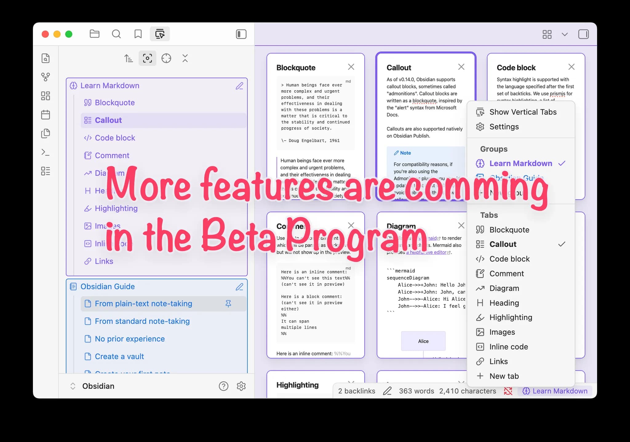 Vertical Tabs screenshot