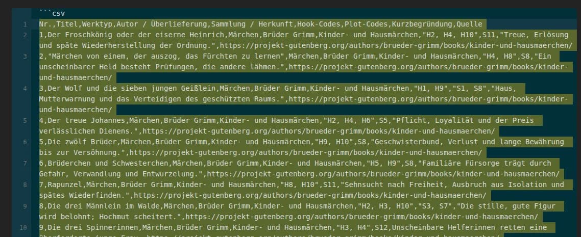 CSV Modern Codeblock screenshot