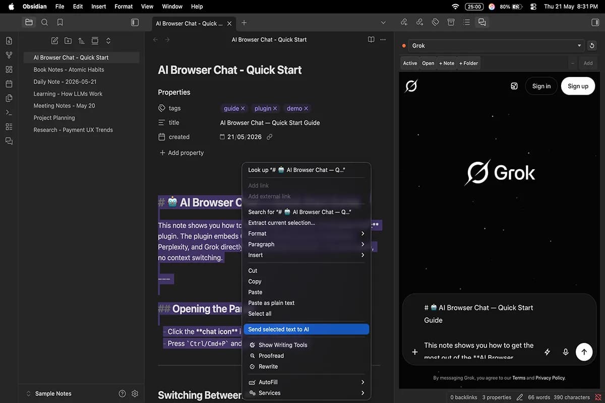 AI Browser Chat screenshot