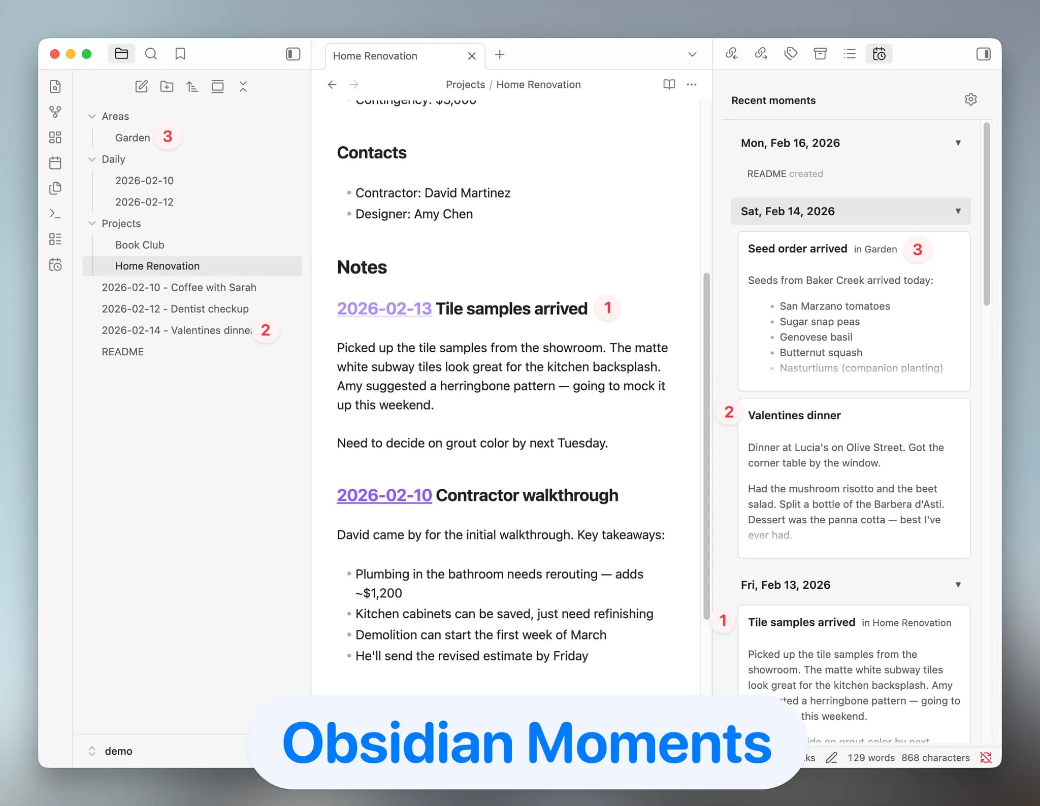 Moments screenshot