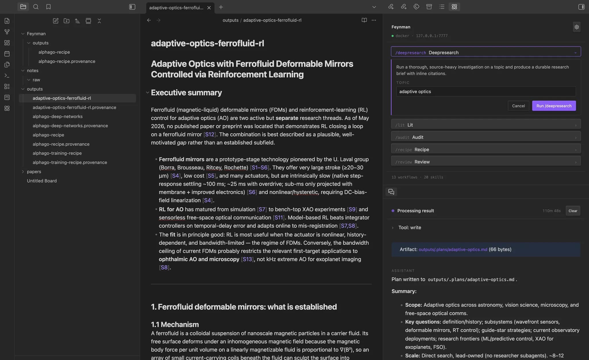 Feynman - AI research assistant screenshot
