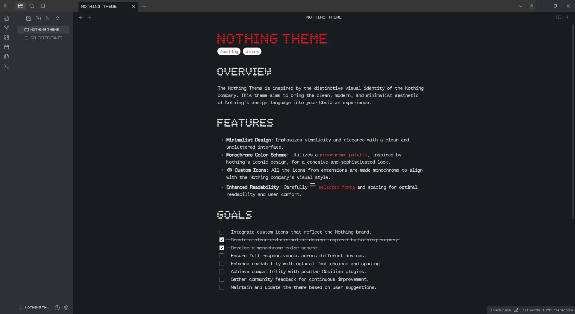 Nothing - Obsidian Theme