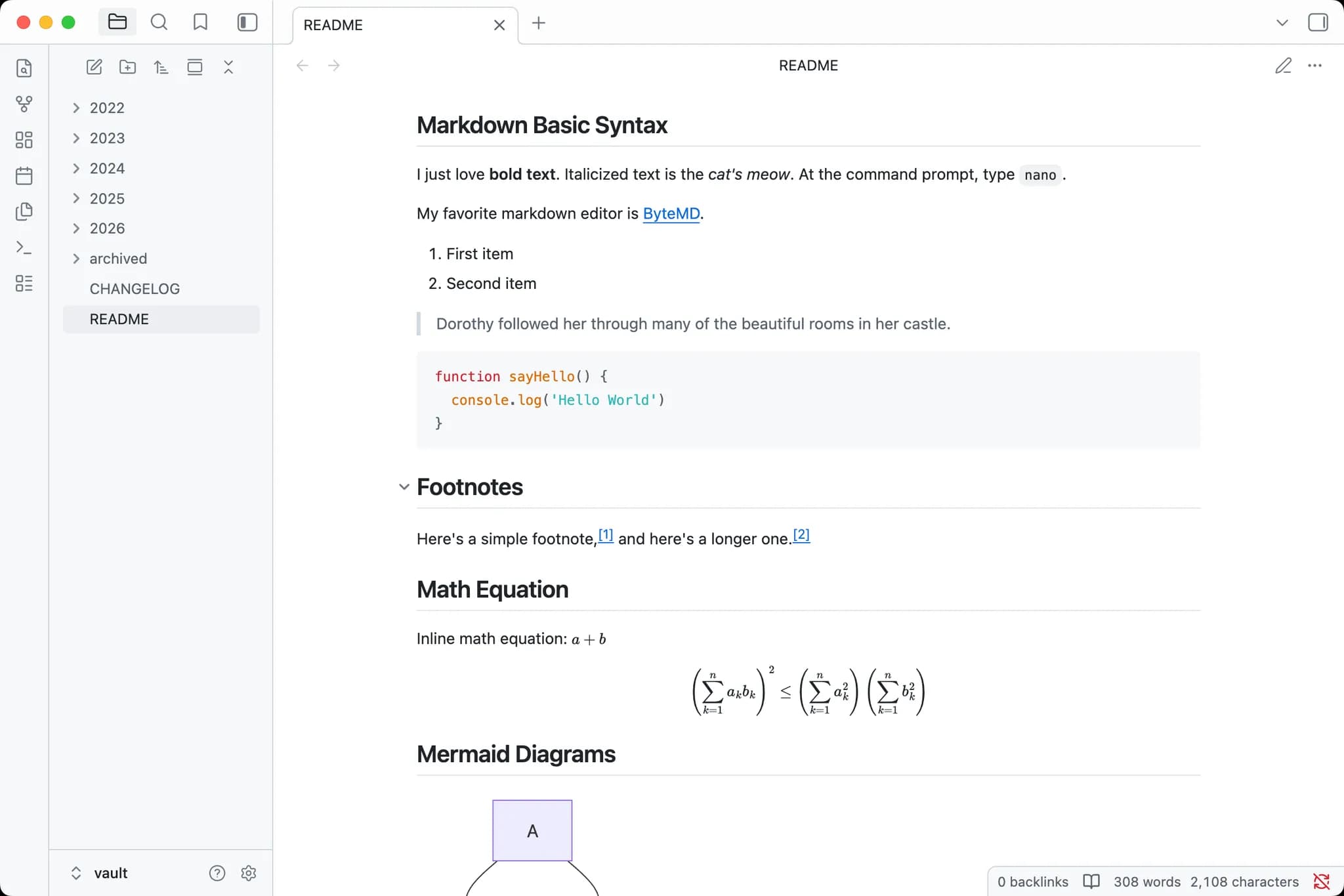 GitHub Flavored Markdown screenshot