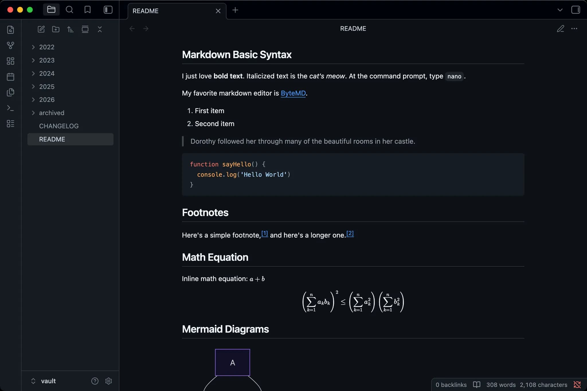 GitHub Flavored Markdown screenshot
