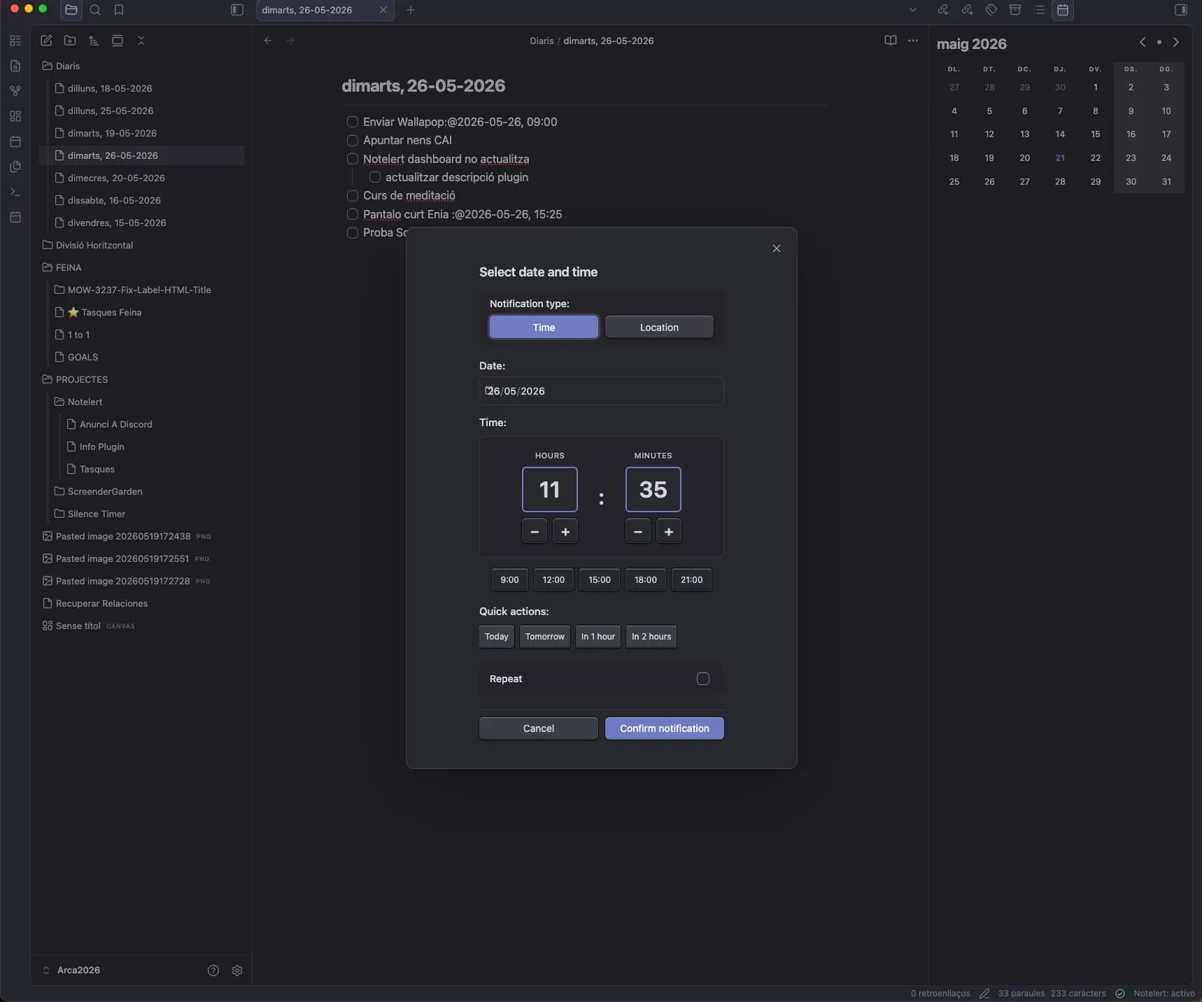Notelert screenshot