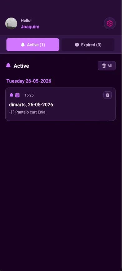 Notelert screenshot