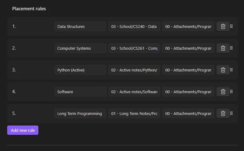 Attachment Placement screenshot