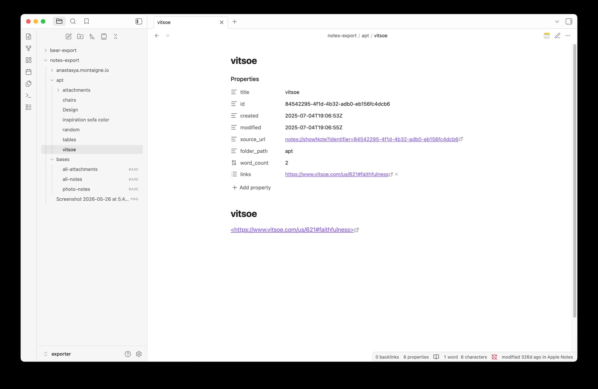 Exporter screenshot
