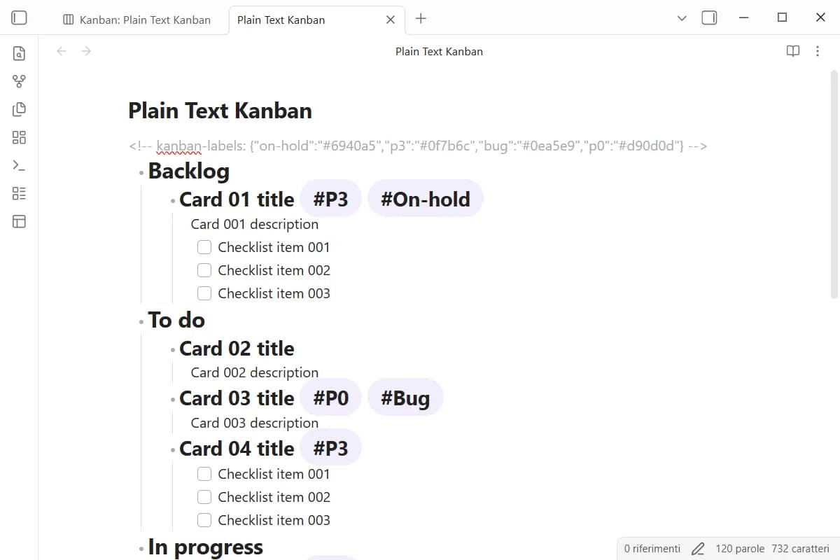Plain Text Kanban screenshot