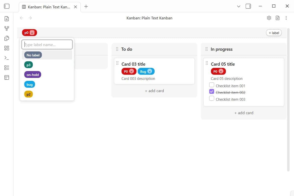 Plain Text Kanban screenshot