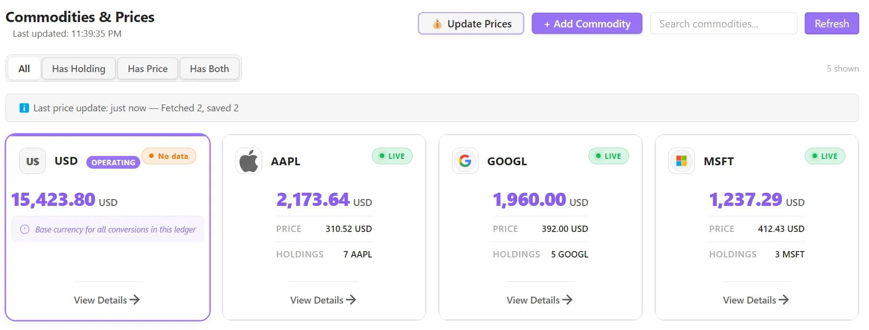 Beancount Ledger screenshot