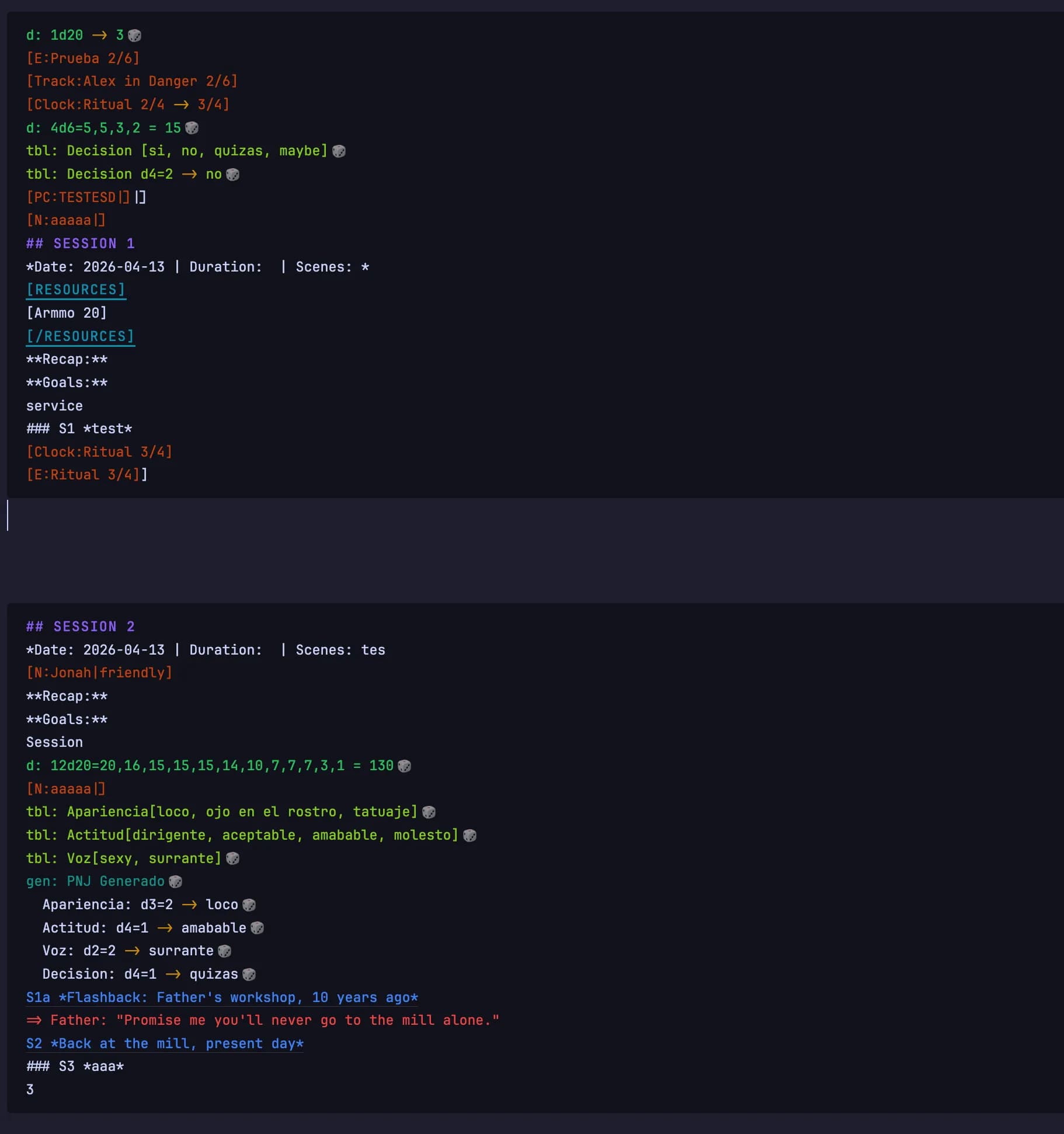 Lonelog screenshot