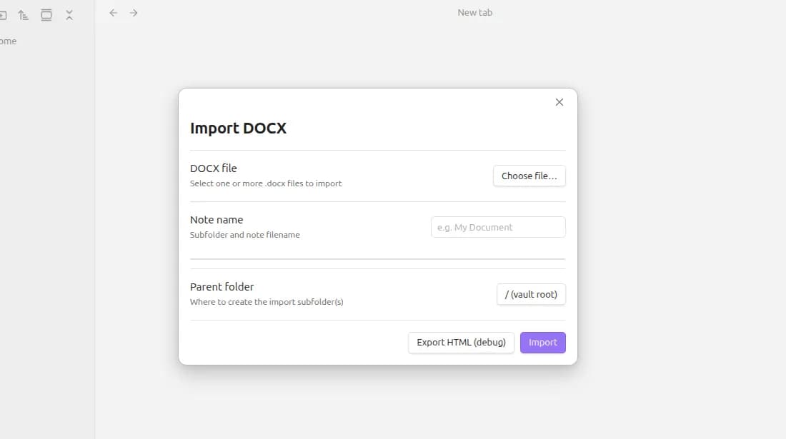 DOCX Importer screenshot