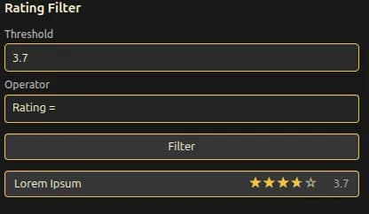 Rating Filter screenshot