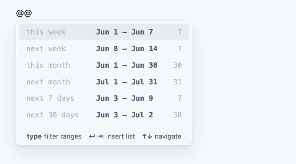 Date List screenshot