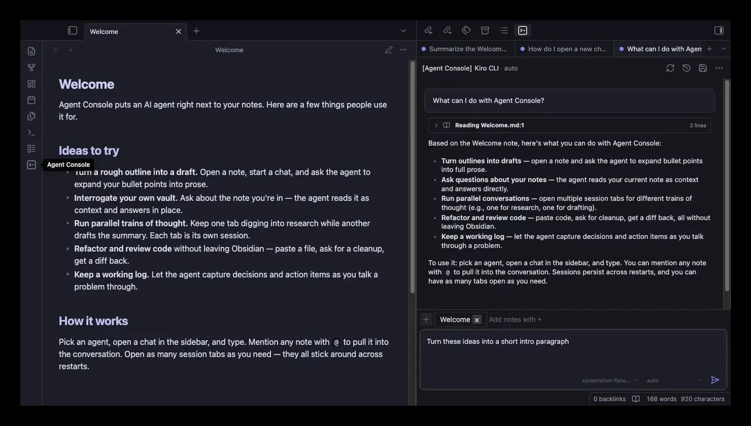 Agent Console screenshot