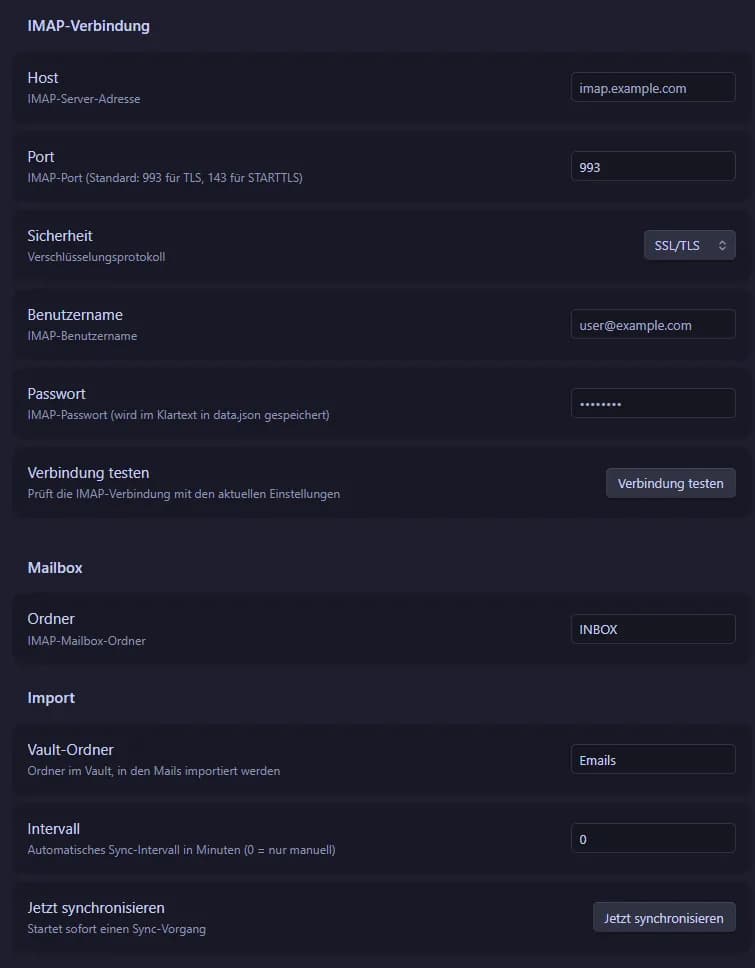 E-mail Importer (IMAP) screenshot