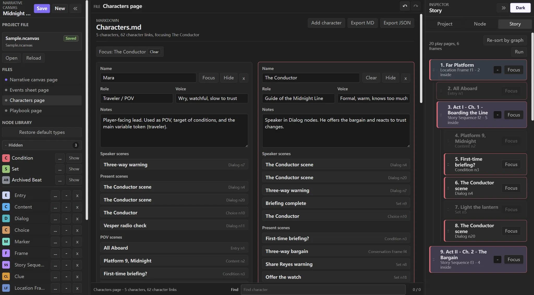 Narrative Canvas screenshot