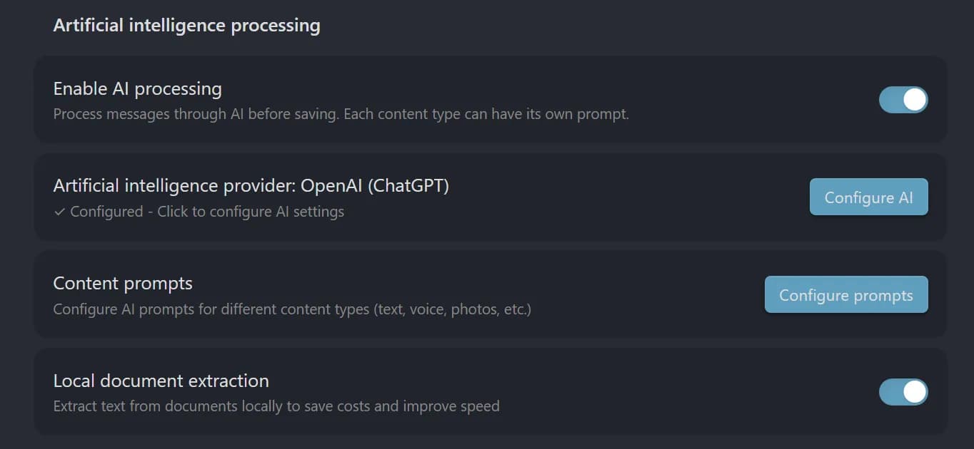 Telegram AI screenshot