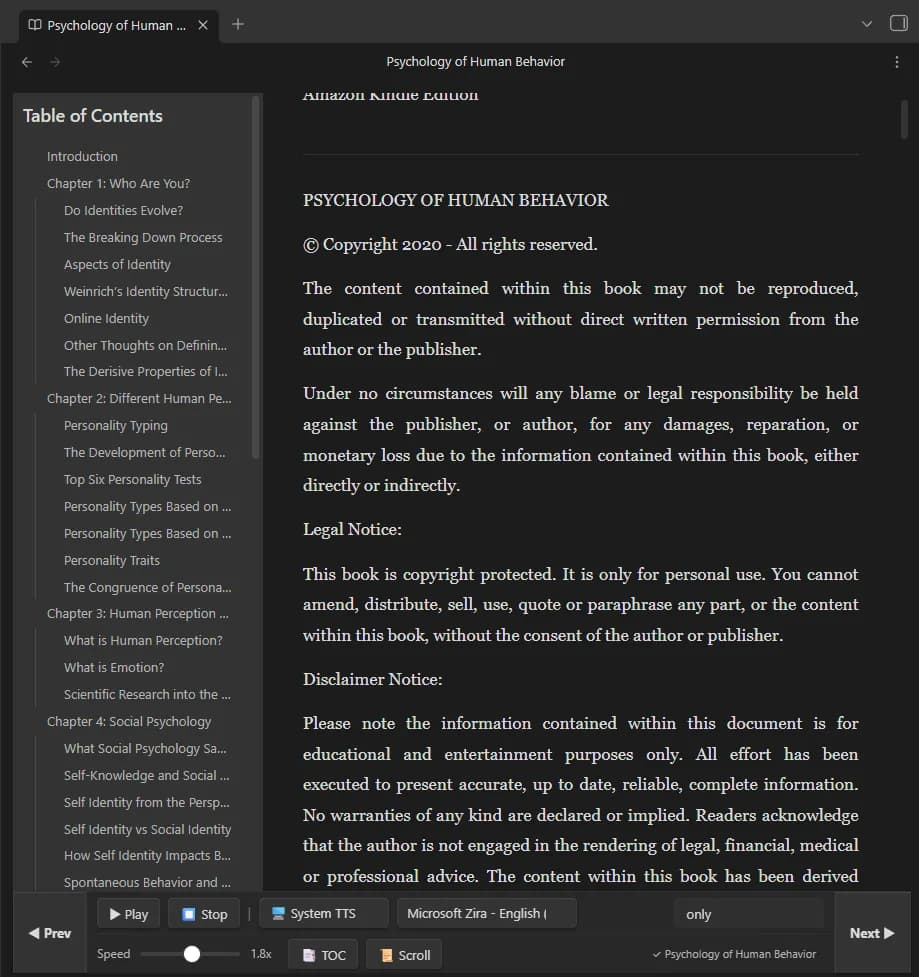 EPUB Reader with TTS screenshot