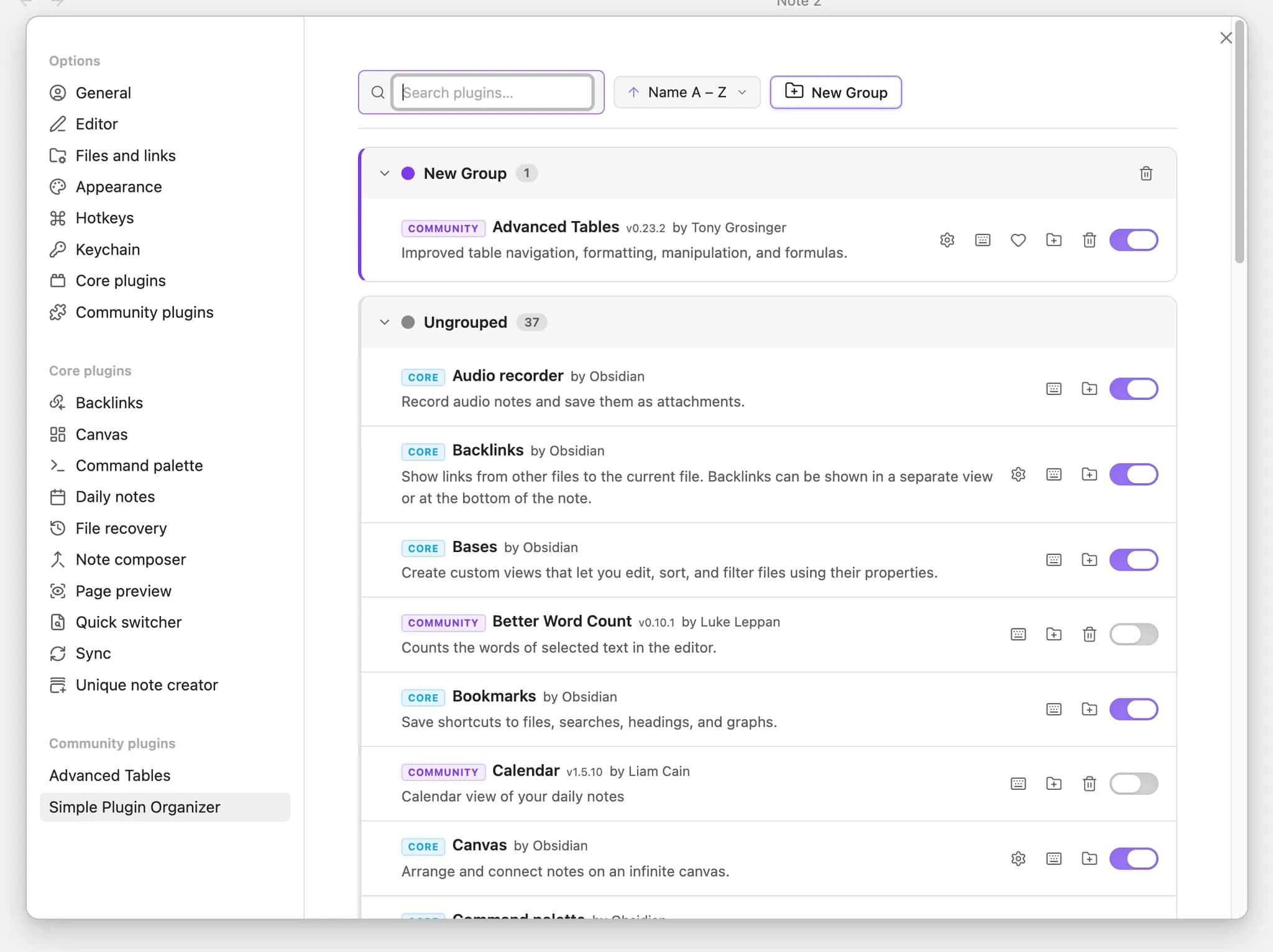 Simple Plug-in Organizer screenshot
