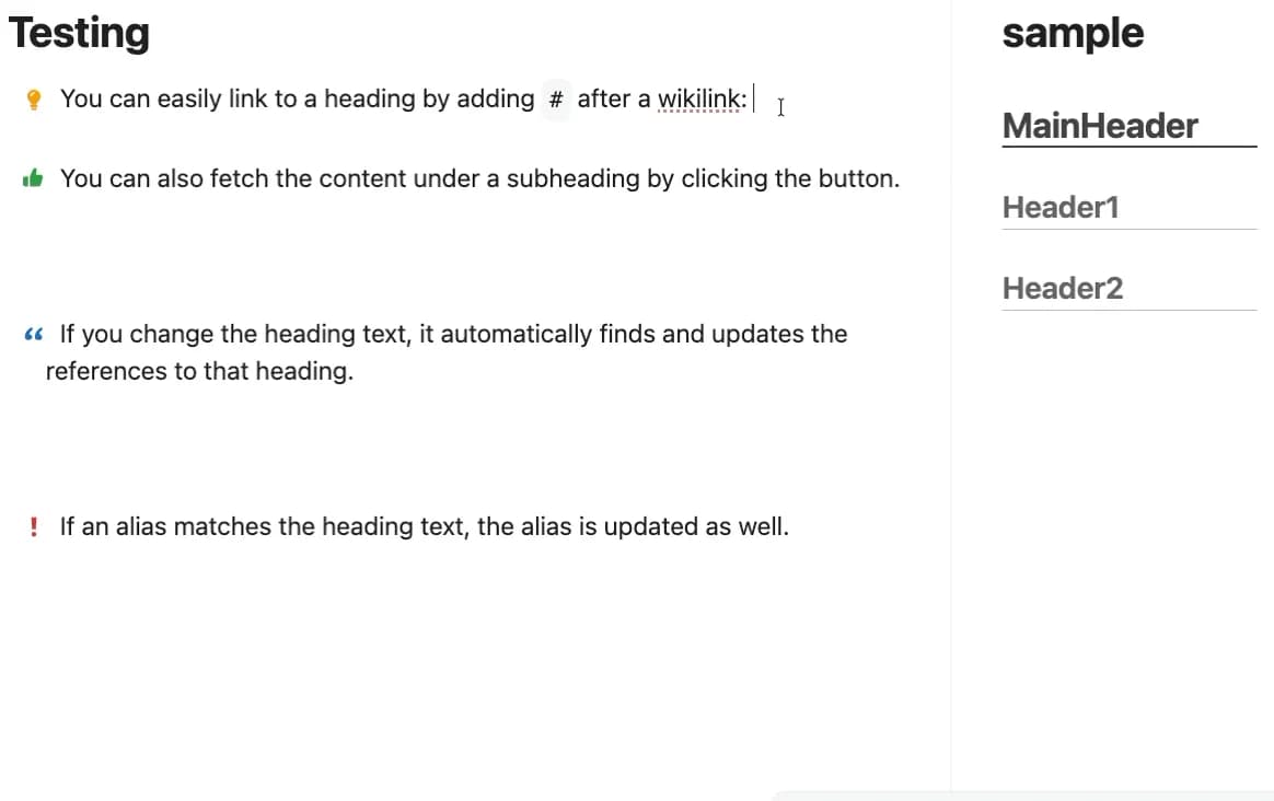 Heading Autolink screenshot