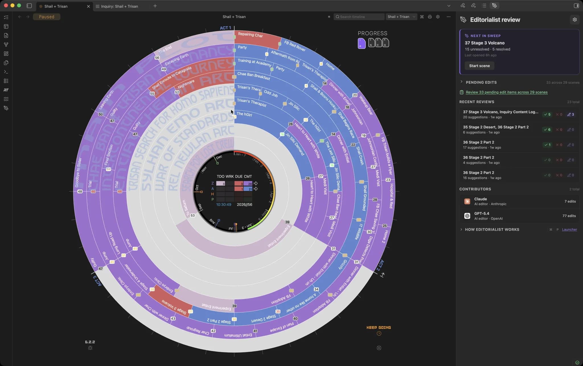 Radial timeline screenshot