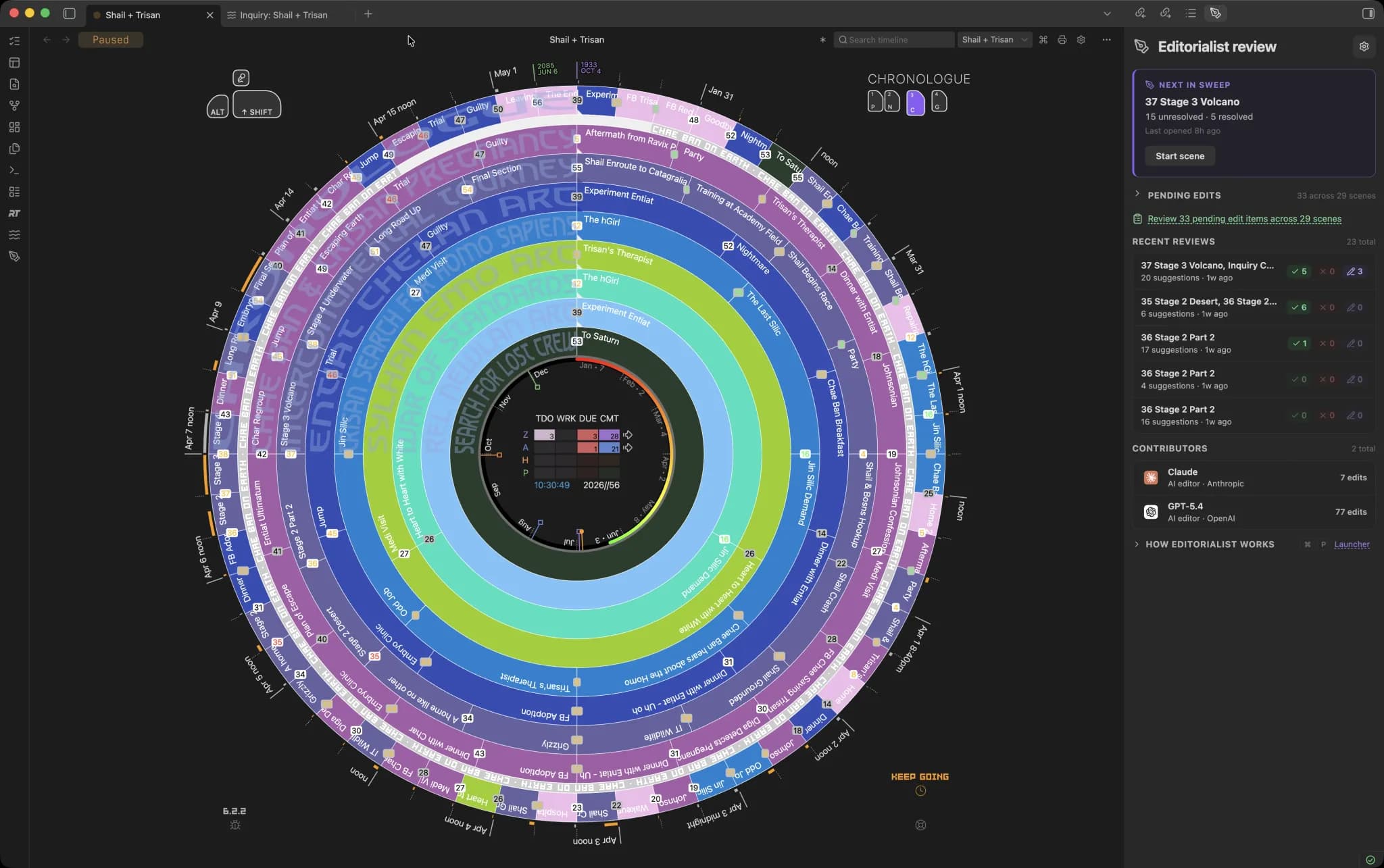 Radial timeline screenshot