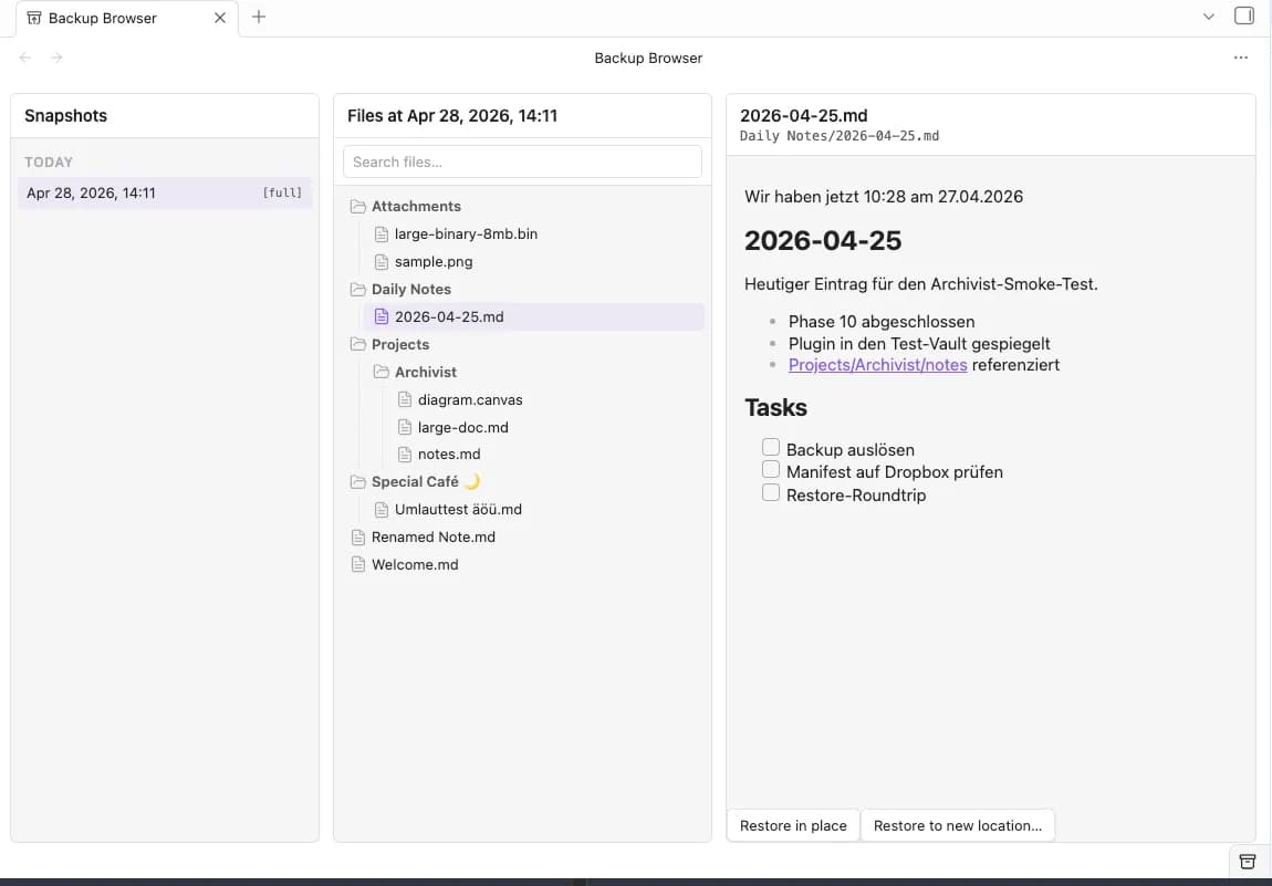 Archivist screenshot