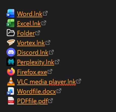 Links with Icons screenshot