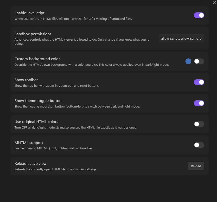 HTML Experience screenshot