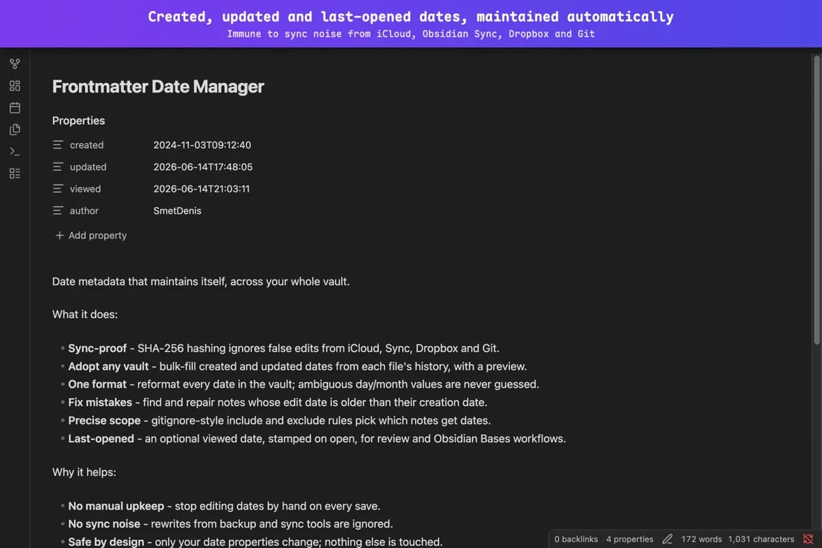 Frontmatter Date Manager screenshot