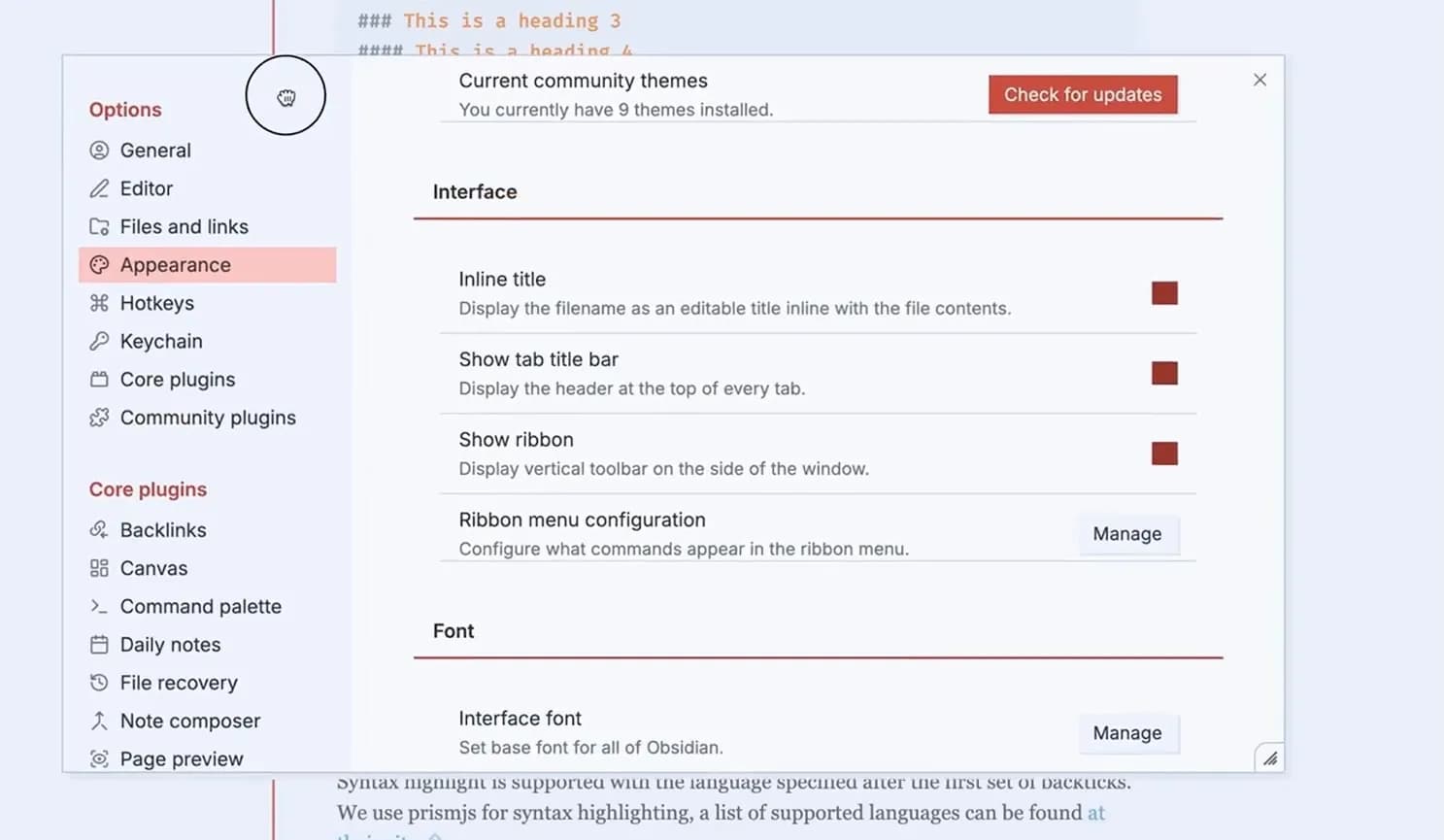 Settings Float screenshot