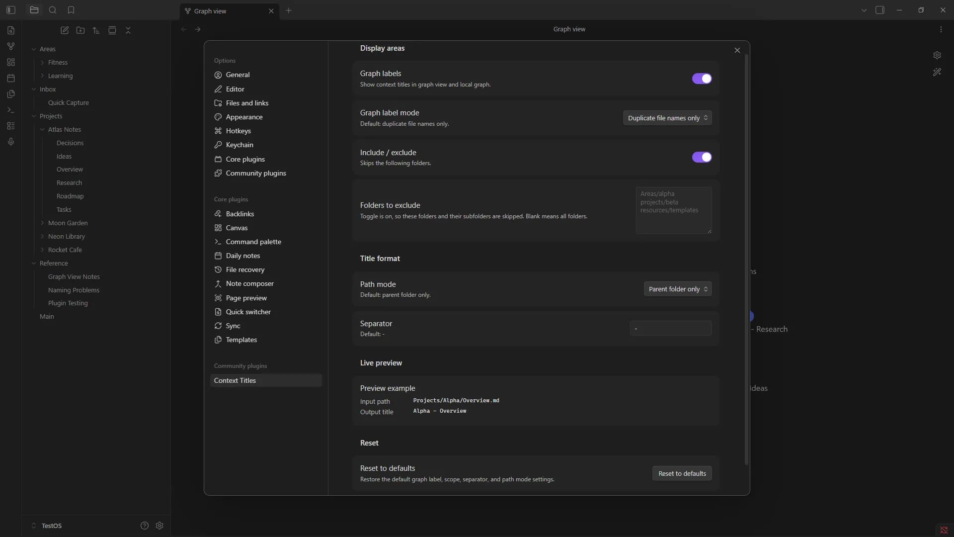 Context Titles screenshot
