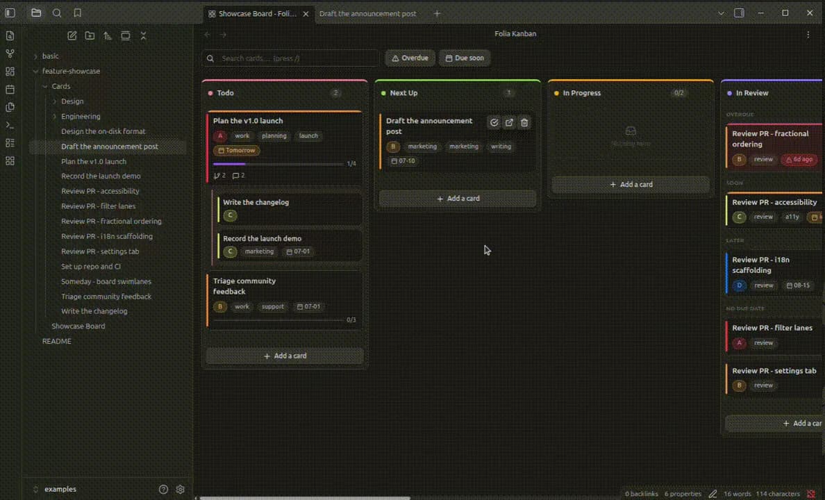 Folia Kanban screenshot