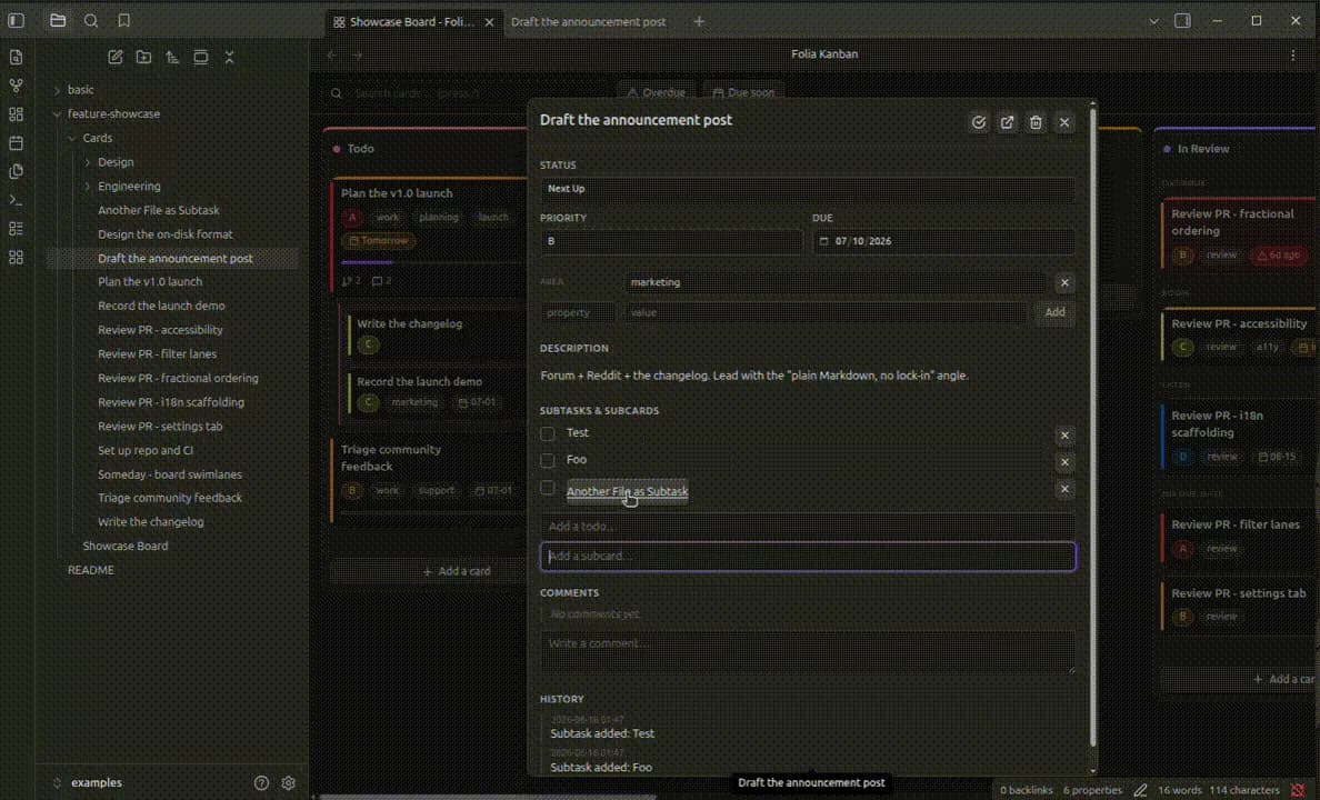 Folia Kanban screenshot