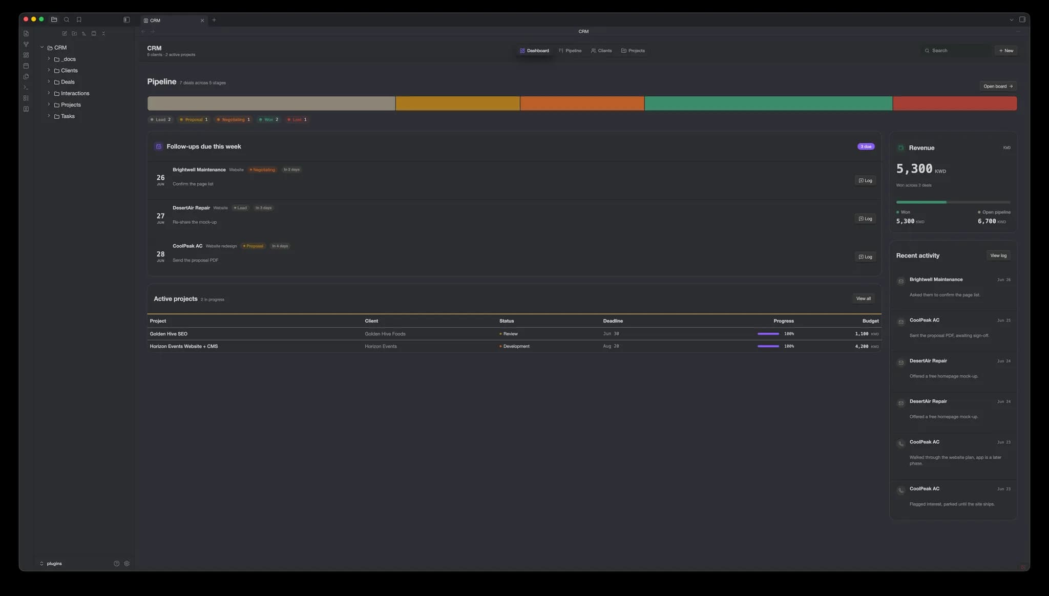 Vault CRM screenshot