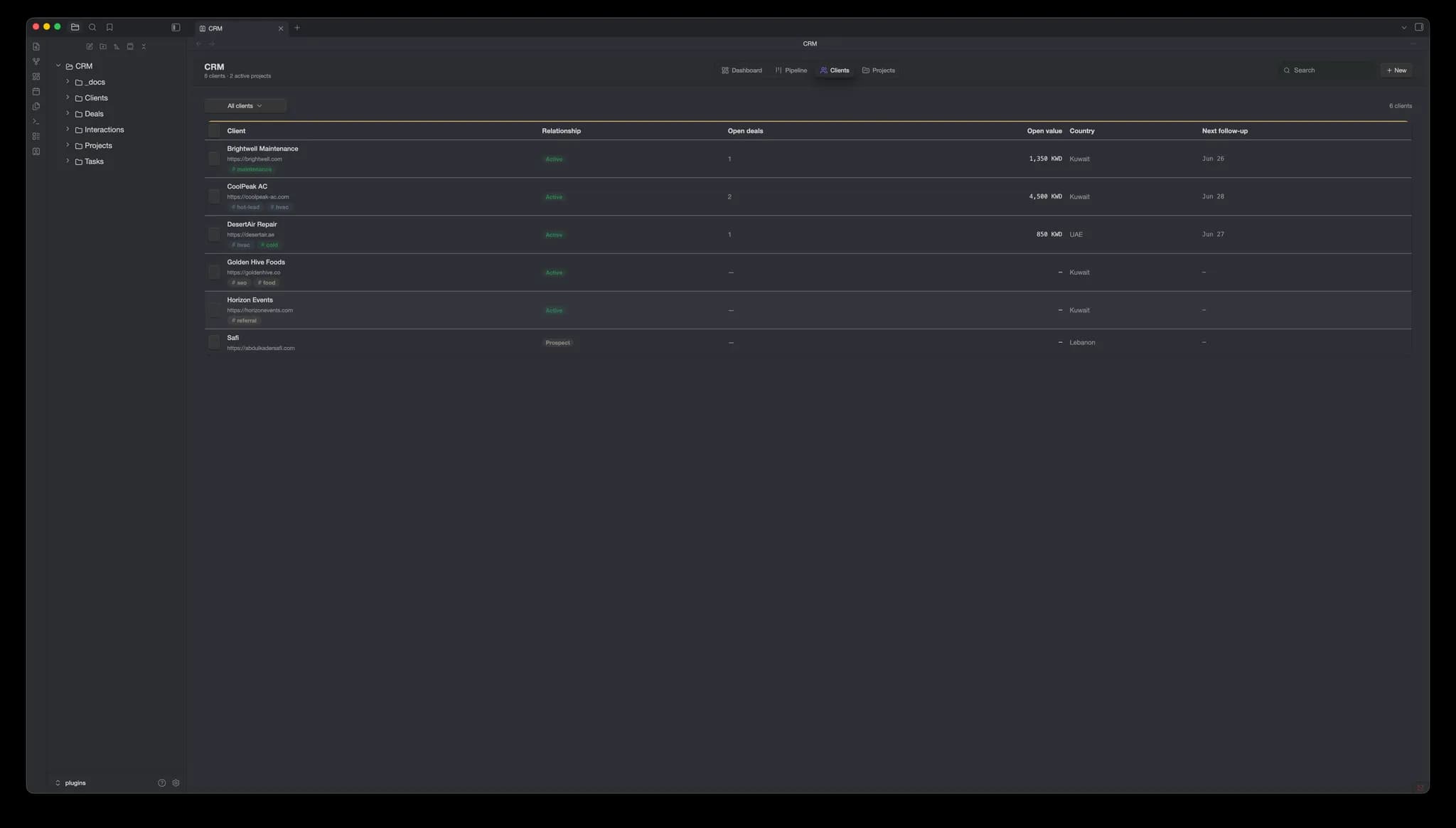 Vault CRM screenshot