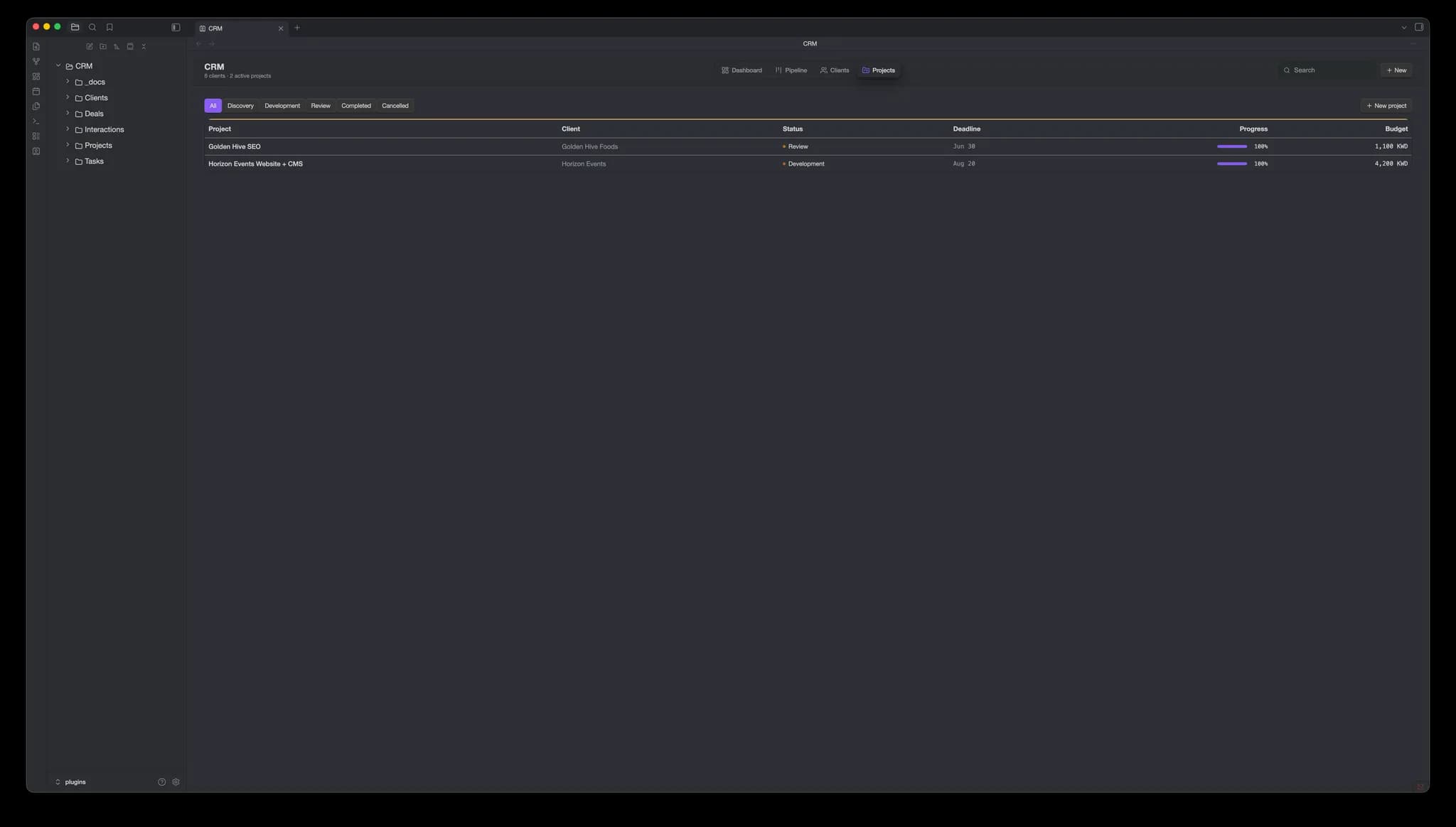 Vault CRM screenshot