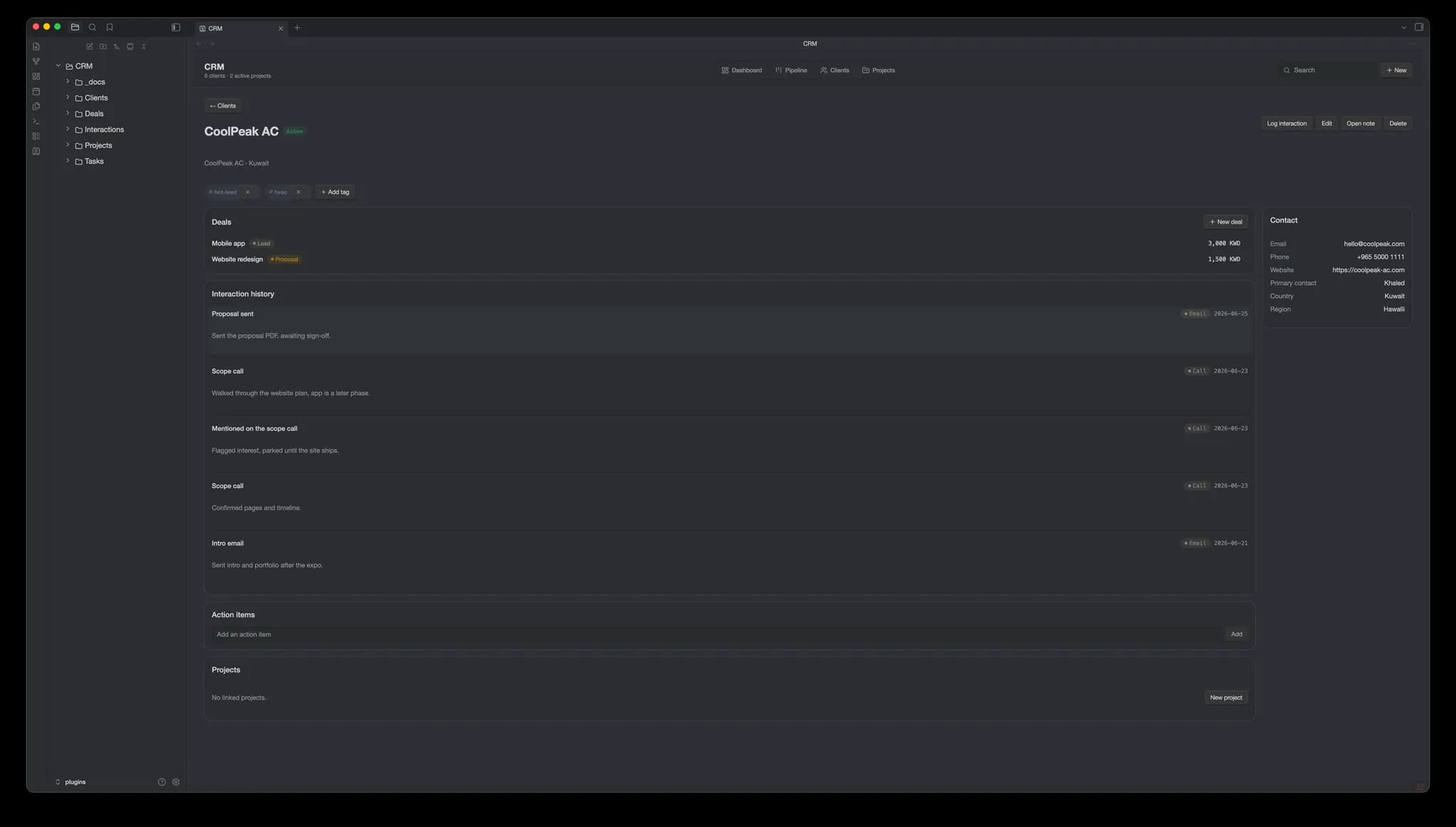 Vault CRM screenshot