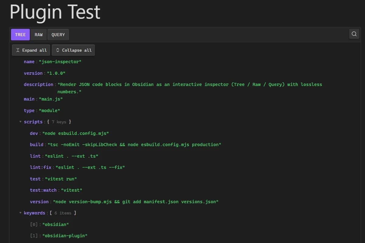 JSON Inspector screenshot