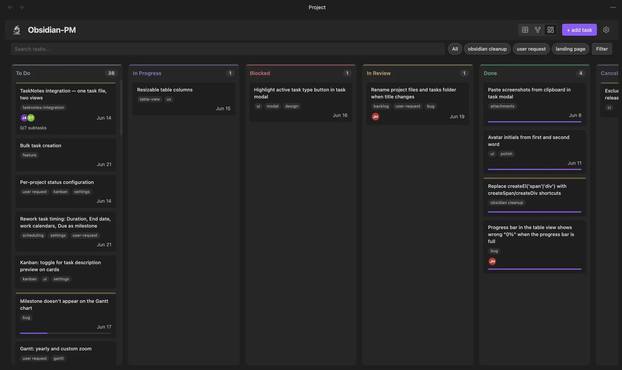 Project Manager screenshot