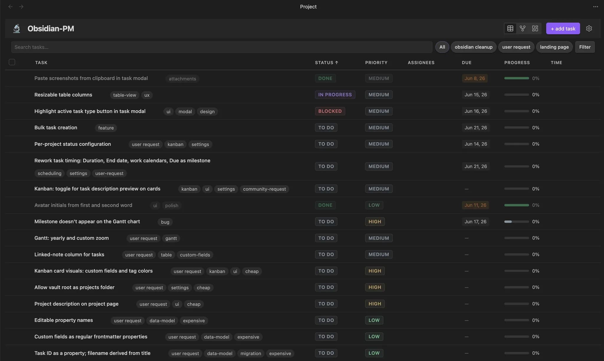 Project Manager screenshot